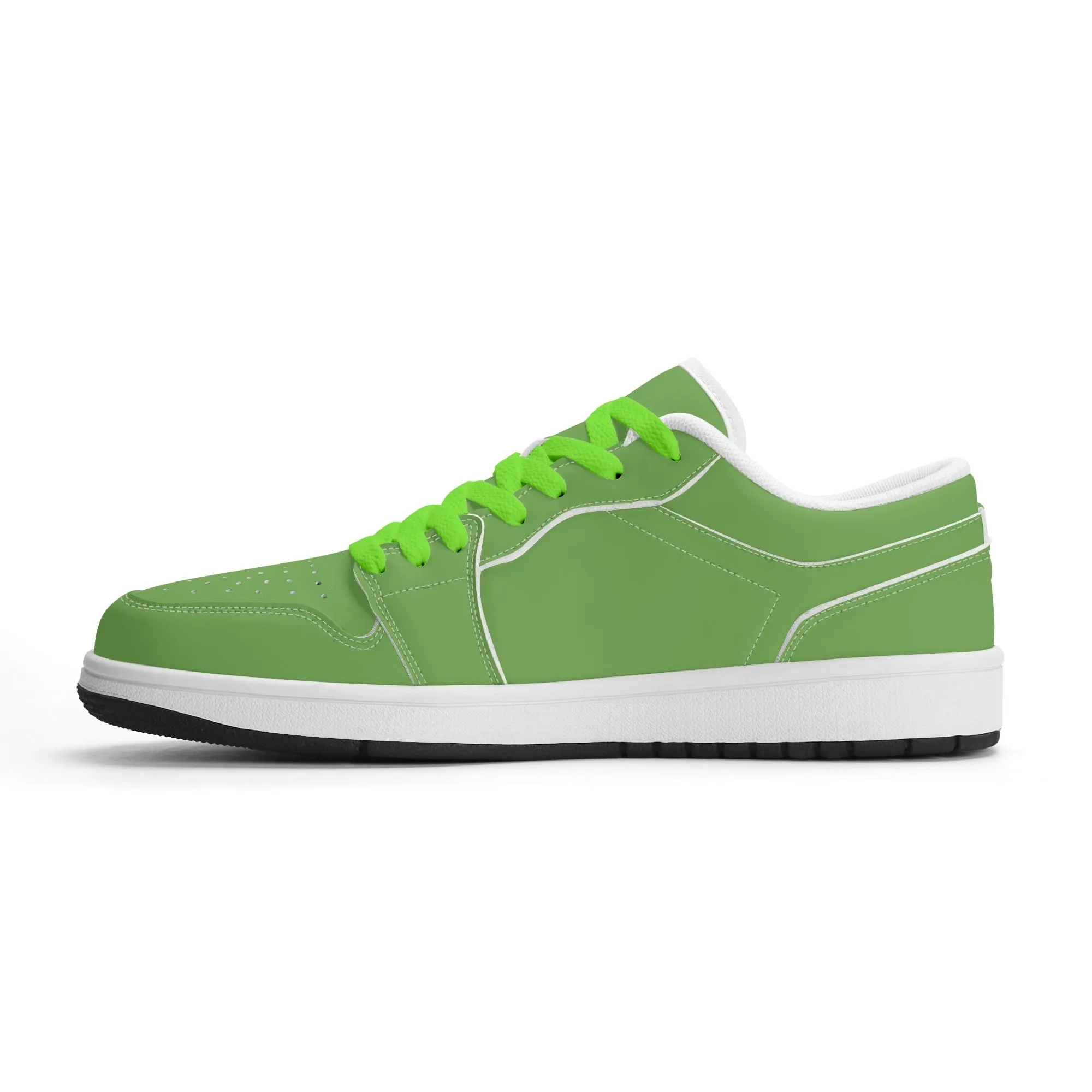 Grüne Low Top Leder Sneaker für Damen
