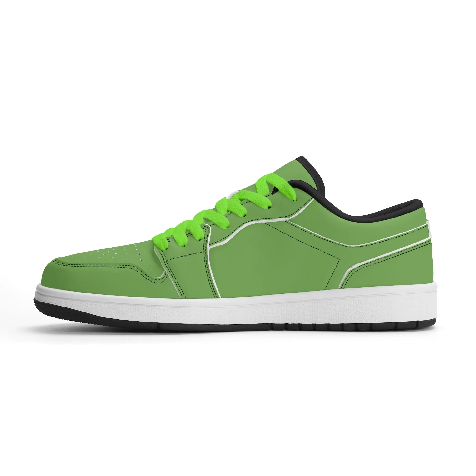 Grüne Low Top Leder Sneaker für Damen