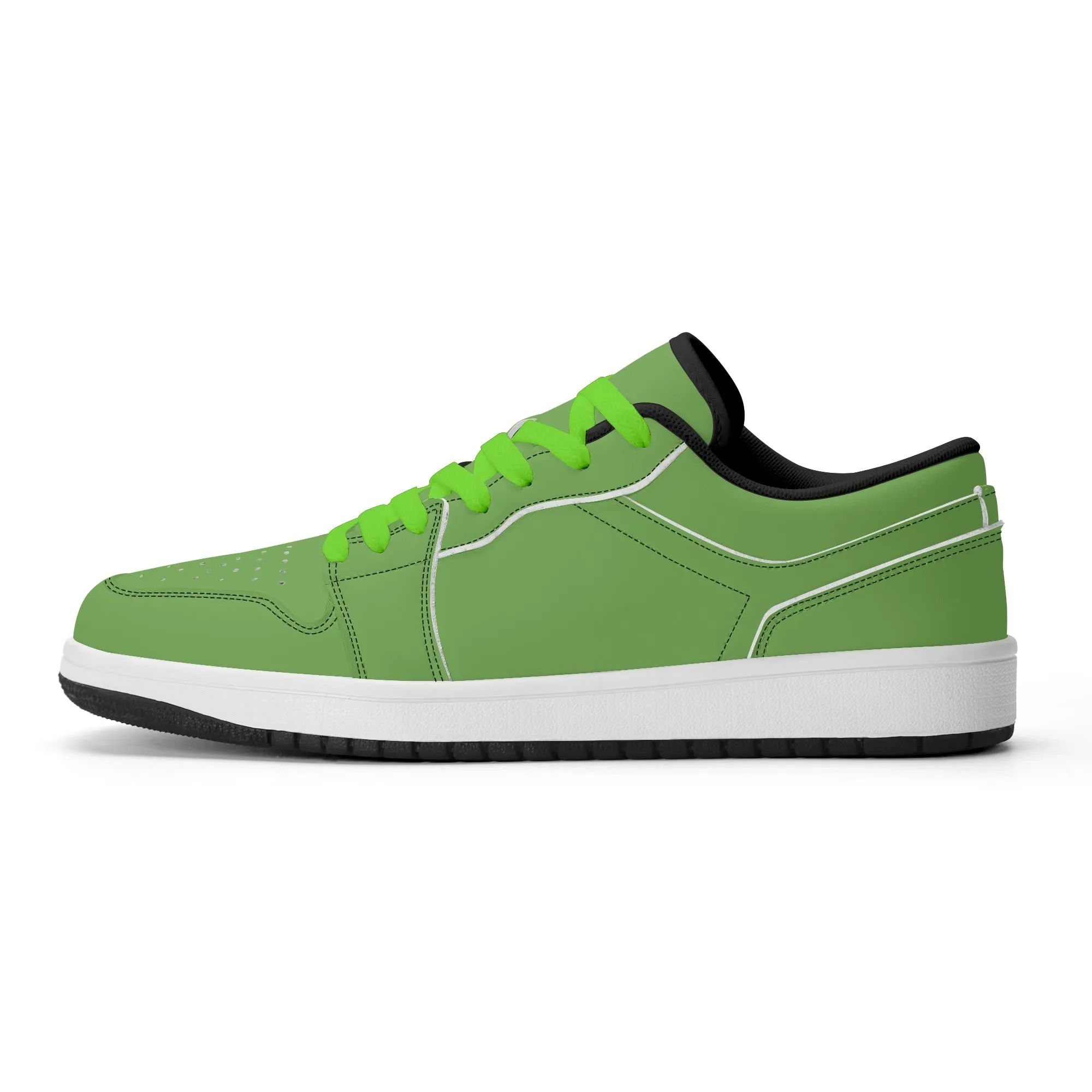 Grüne Low Top Leder Sneaker für Damen