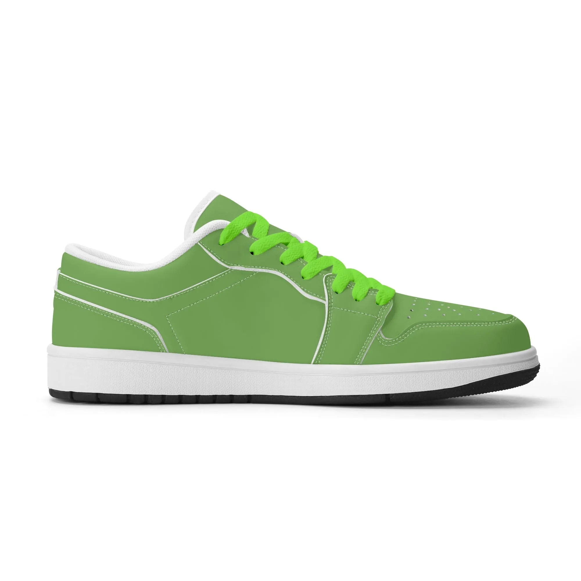 Grüne Low Top Leder Sneaker für Damen