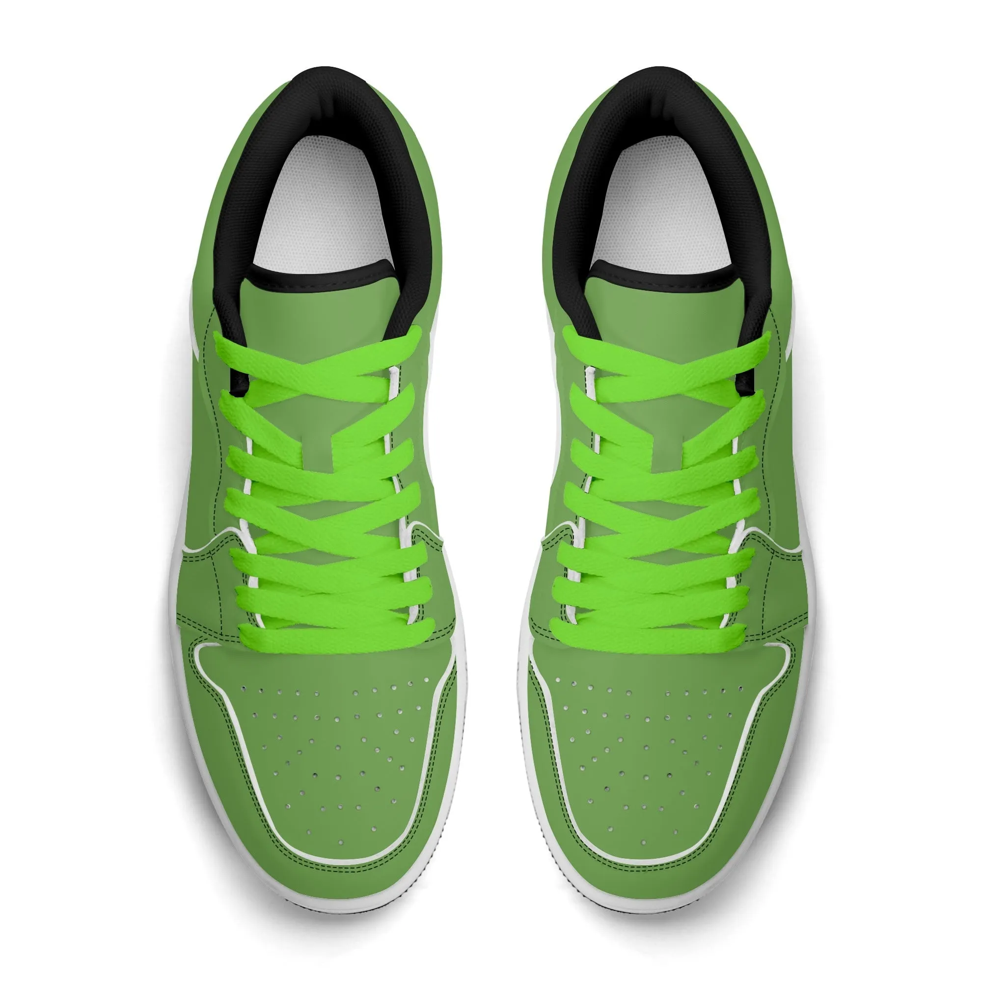 Grüne Low Top Leder Sneaker für Damen