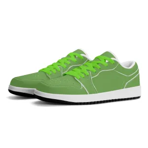 Grüne Low Top Leder Sneaker für Damen