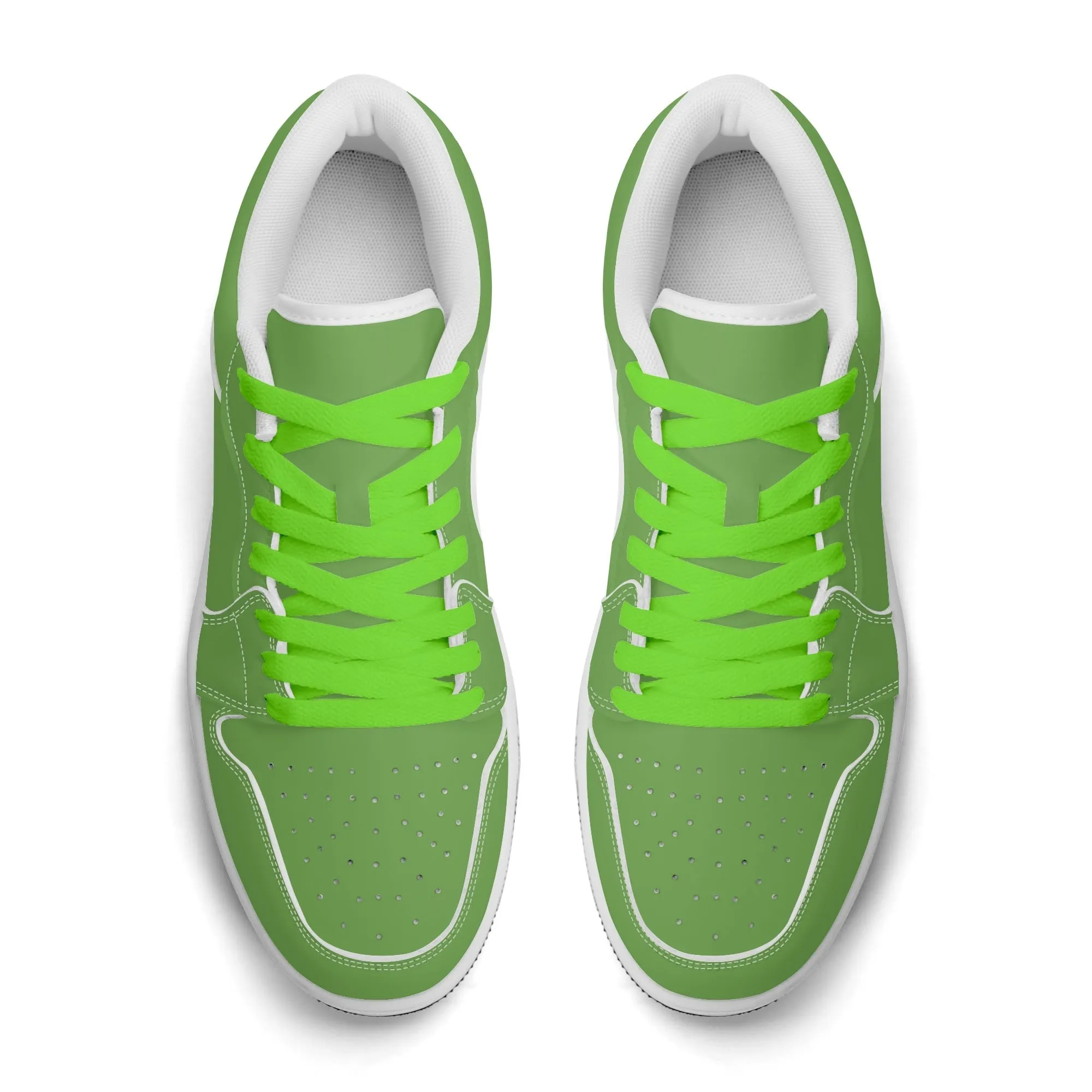 Grüne Low Top Leder Sneaker für Damen