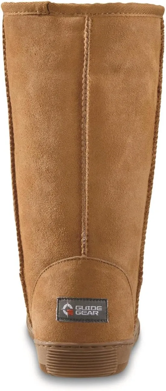 Guide Gear Women's 10" Suede Slipper Boots, Fuzzy Indoor Outdoor Ladies House Booties