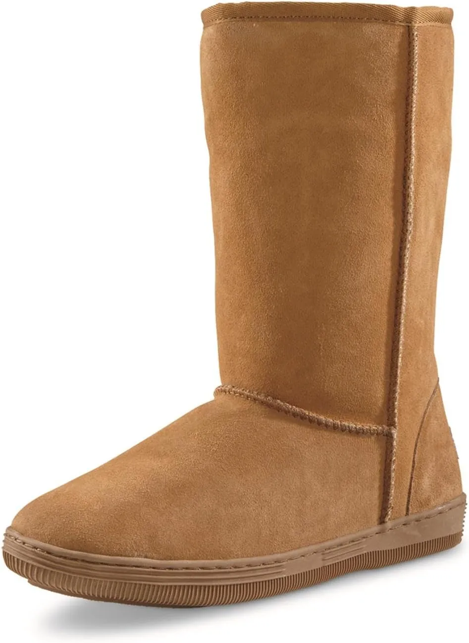 Guide Gear Women's 10" Suede Slipper Boots, Fuzzy Indoor Outdoor Ladies House Booties