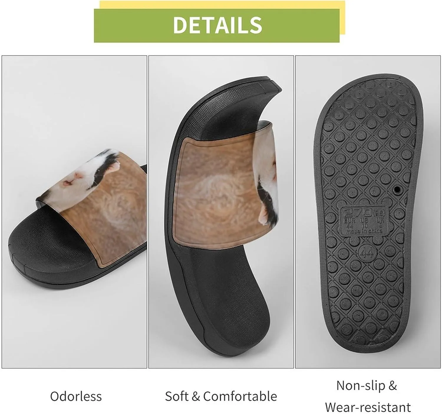 Guinea Eats Cabbage Leaves Womens Mens PVC Slippers Open Toe Sandals Soft Cushioned Non-Slip for Indoor Outdoor 135