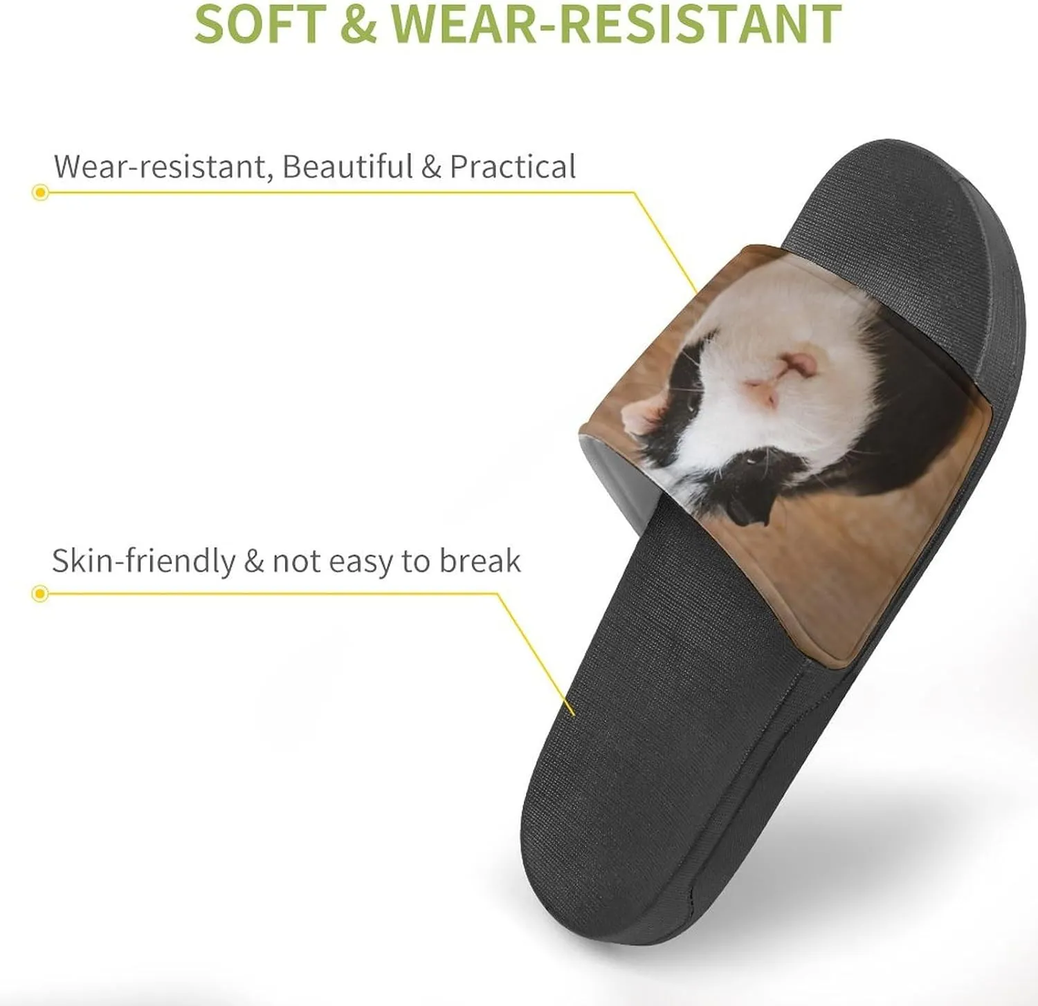 Guinea Eats Cabbage Leaves Womens Mens PVC Slippers Open Toe Sandals Soft Cushioned Non-Slip for Indoor Outdoor 135