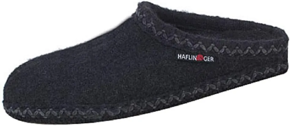 Haflinger Unisex at Boiled Wool Hard Sole Slipper (38 M EU, Black)