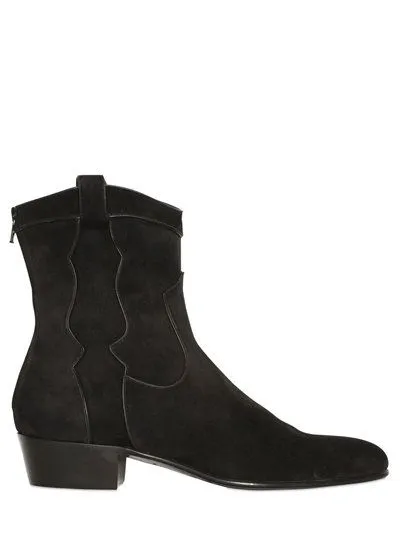 Handcrafted Black High Ankle Suede Boot for Men