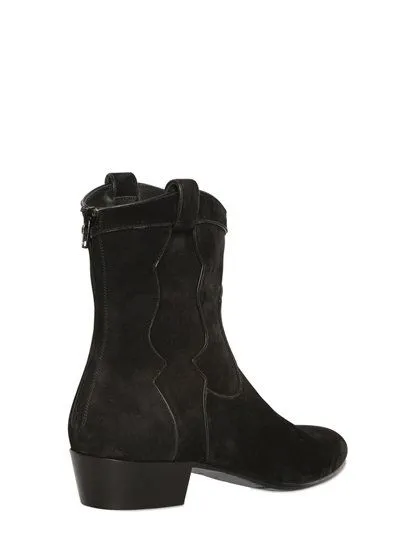 Handcrafted Black High Ankle Suede Boot for Men