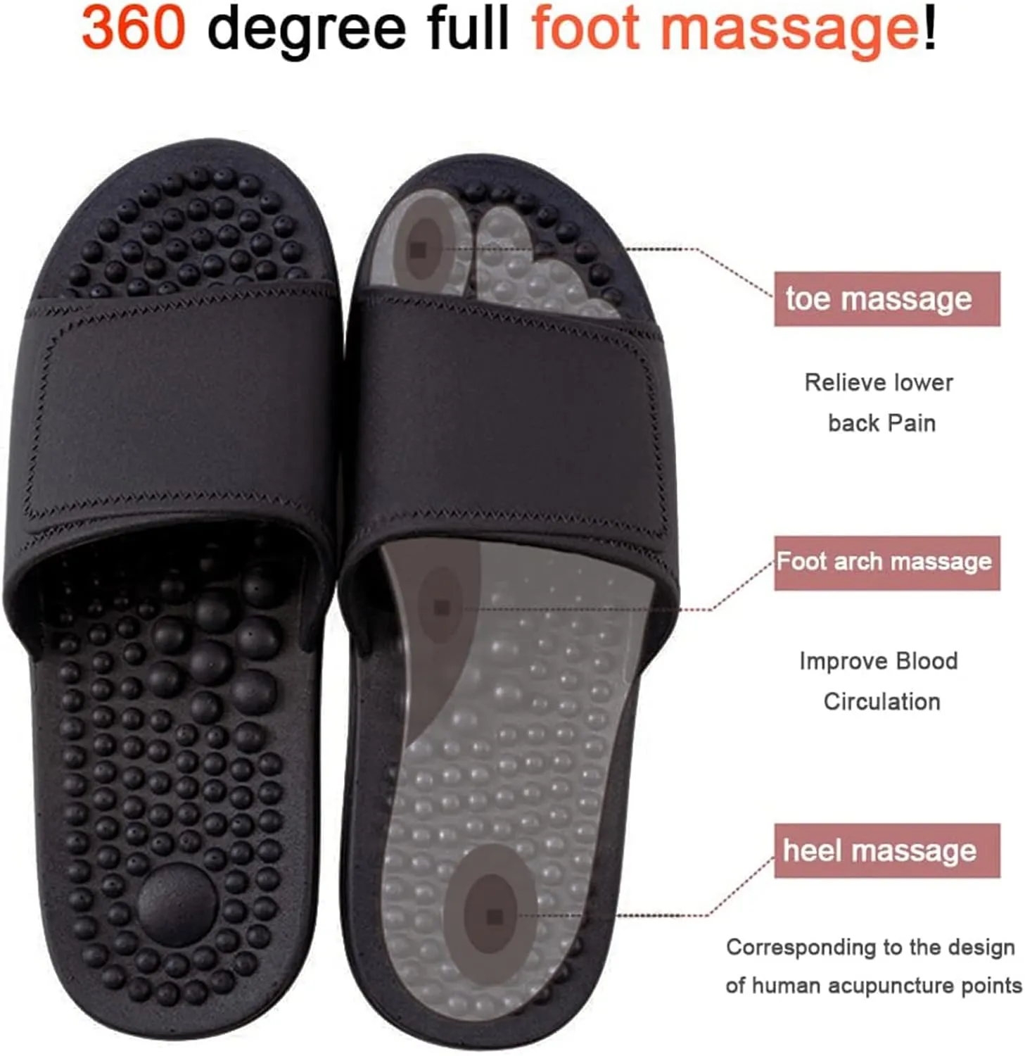 Health Foot Massage Slippers Acupressure Point Care Magnet Therapy Promoting Blood Circulation Myofascial Release Trigger Point Acupuncture Relaxation Gifts for Parents