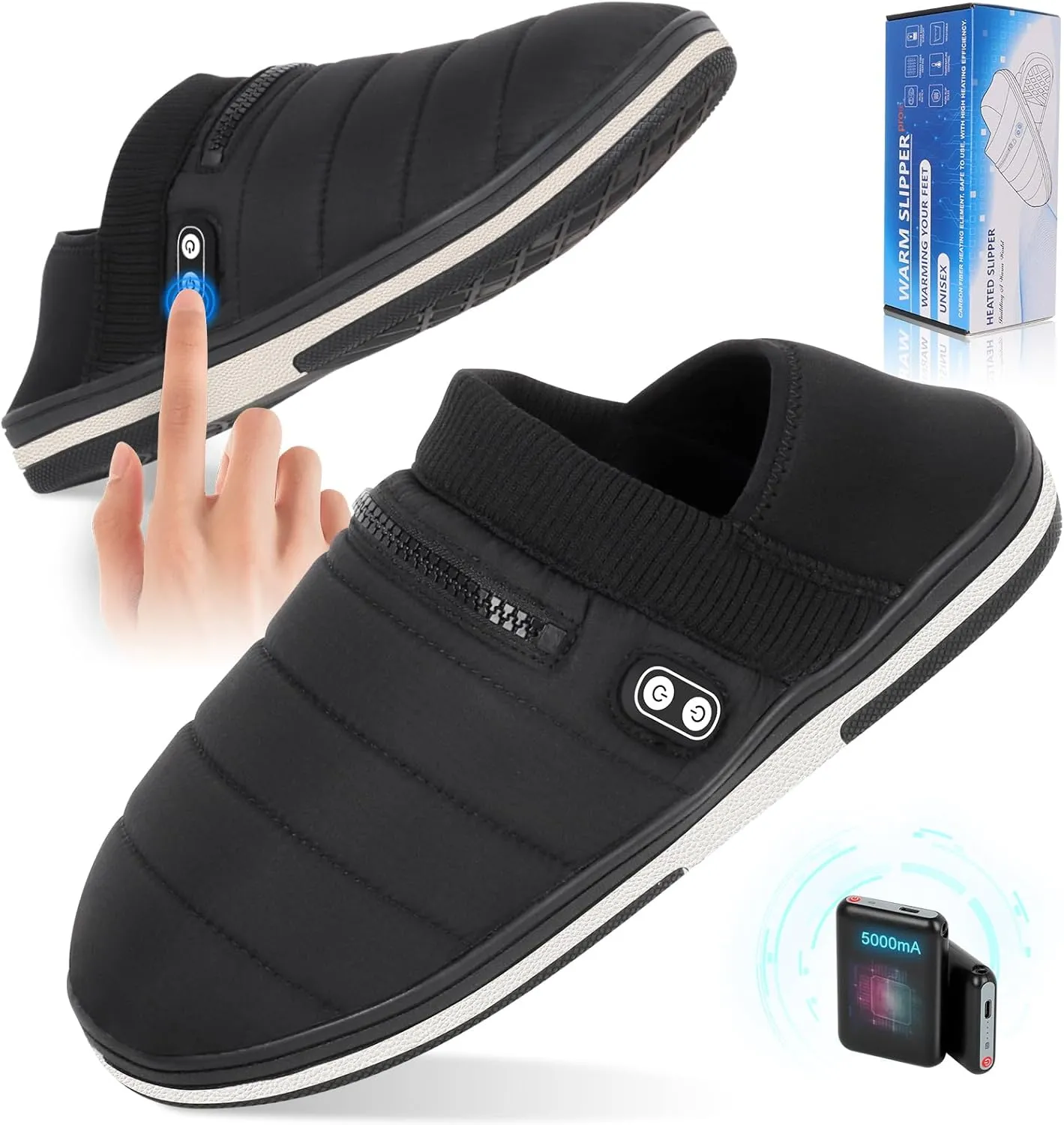 Heated Slippers, BIAL Unisex Electric Heating Pad for Feet, Rechargeable Battery Shoes Heat Foot Warmer Feet Warmer Winter Slipper Cold Weather Slippers for Men Women