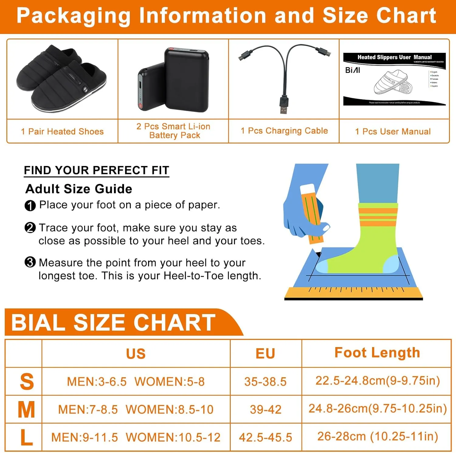 Heated Slippers, BIAL Unisex Electric Heating Pad for Feet, Rechargeable Battery Shoes Heat Foot Warmer Feet Warmer Winter Slipper Cold Weather Slippers for Men Women