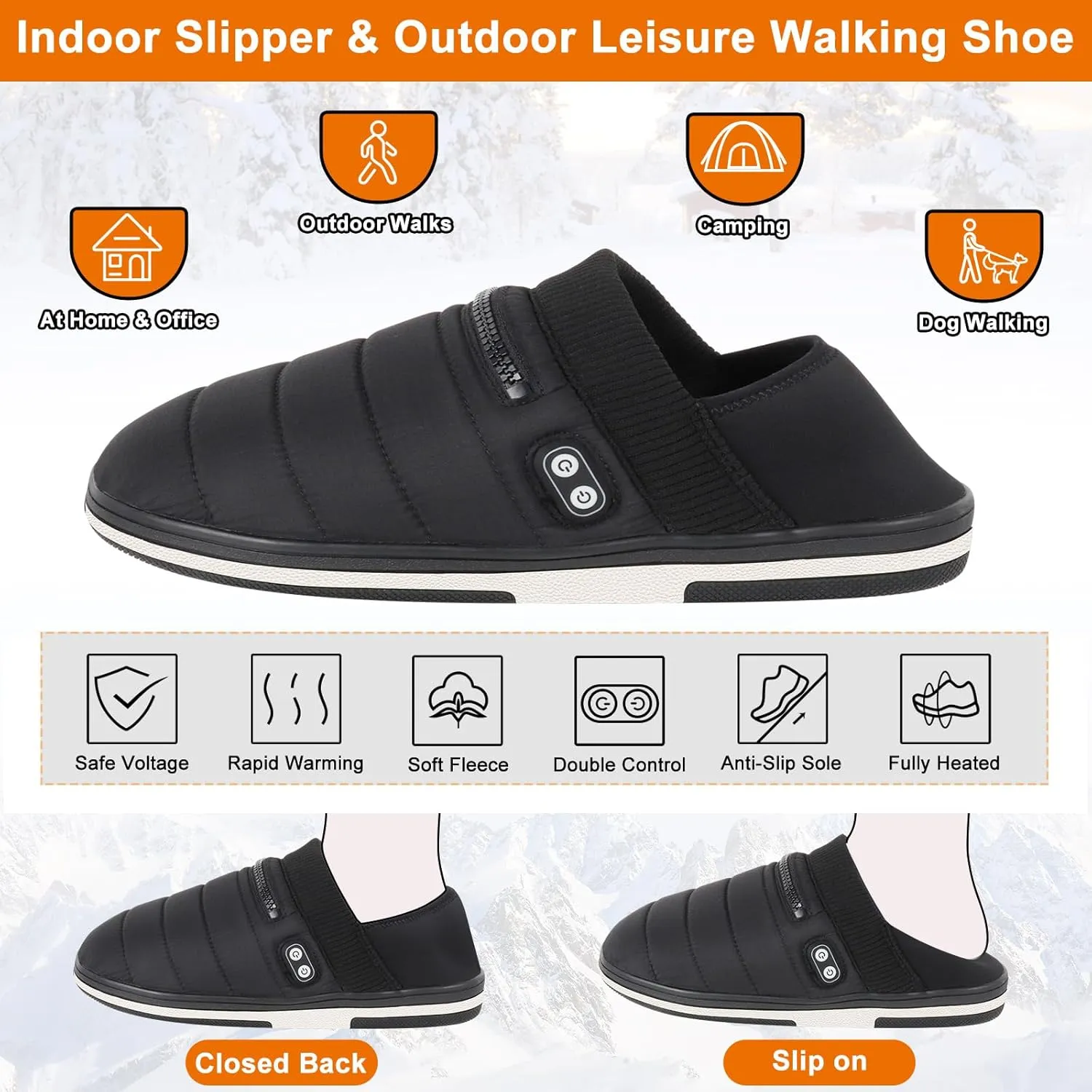 Heated Slippers, BIAL Unisex Electric Heating Pad for Feet, Rechargeable Battery Shoes Heat Foot Warmer Feet Warmer Winter Slipper Cold Weather Slippers for Men Women