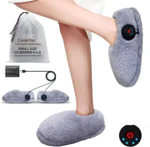 Heated Slippers Foot Warmer for Cold feet, House Portable Electric Heating pad Shoes for Women, Rechargeable,3-6 Hours Heating, Powered by Lithium Battery or USB (Grey(Small Size))