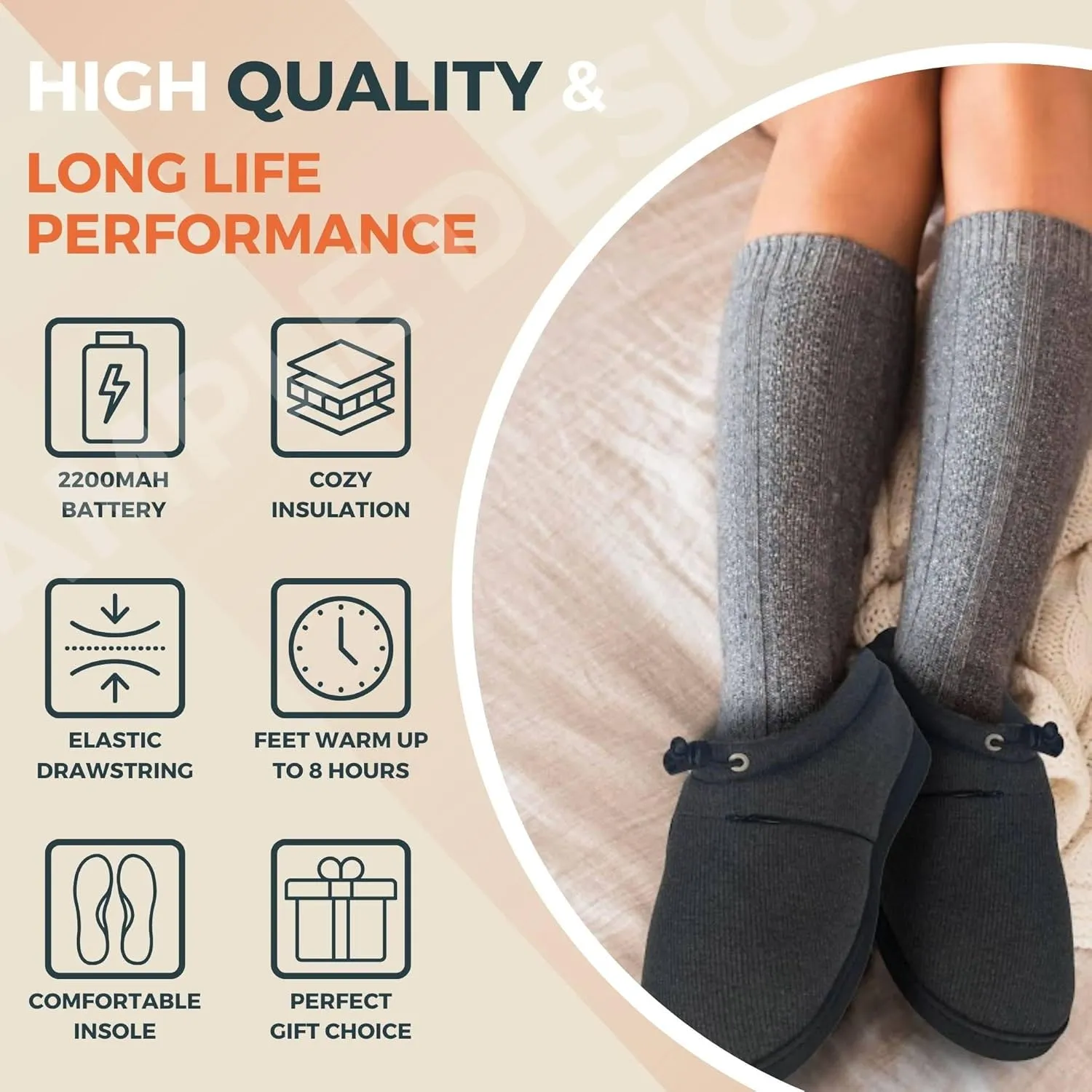 Heated Slippers for Men and Women – Rechargeable Foot Wear with 3 Temperature Settings Keep Feet Warm up to 11 Hours with 2000mAh 7.4 Volt Battery