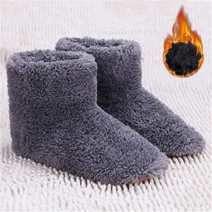 Heated Slippers Women Rechargeable Washable, Warming Footies for Women, Feet Warmers for Women Electric, Winter USB Warmer Foot Shoes, Plush Warm Electric Slipper,Gray,US:7.5