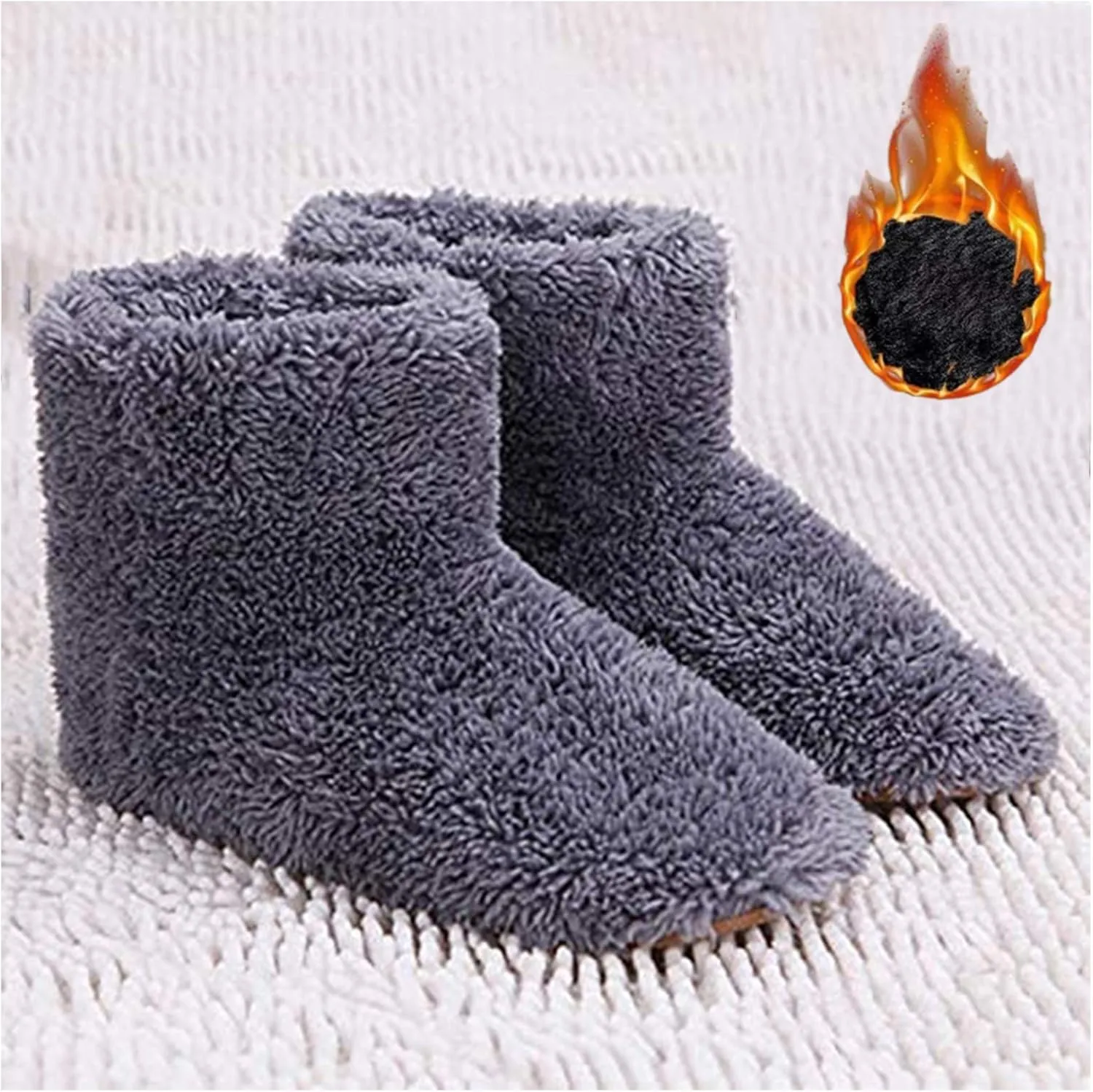Heated Slippers Women Rechargeable Washable, Warming Footies for Women, Feet Warmers for Women Electric, Winter USB Warmer Foot Shoes, Plush Warm Electric Slipper,Gray,US:7.5