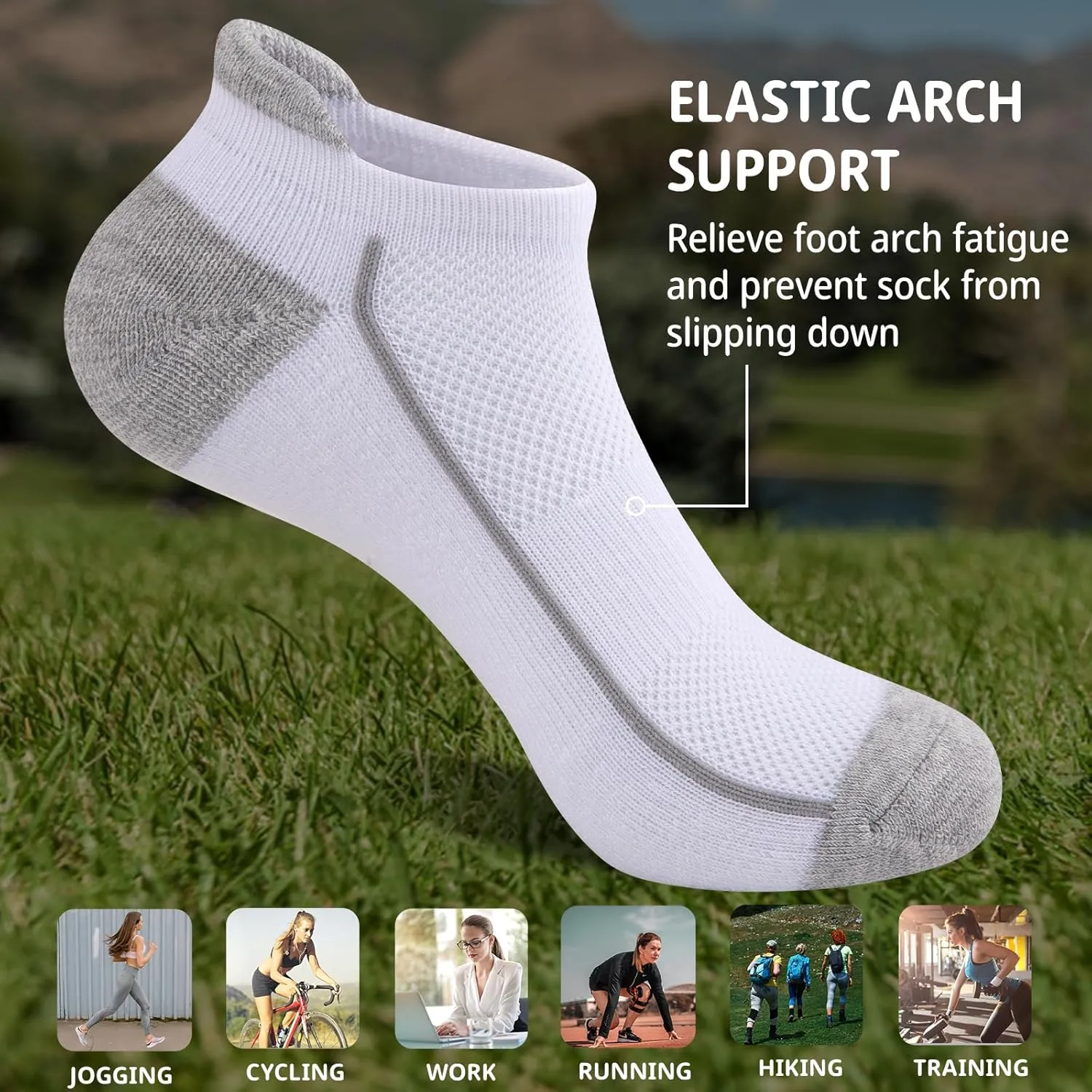 Heatuff Womens Low Cut Ankle Athletic Socks Cushioned Running Performance Breathable Tab Sock (6 Pairs)
