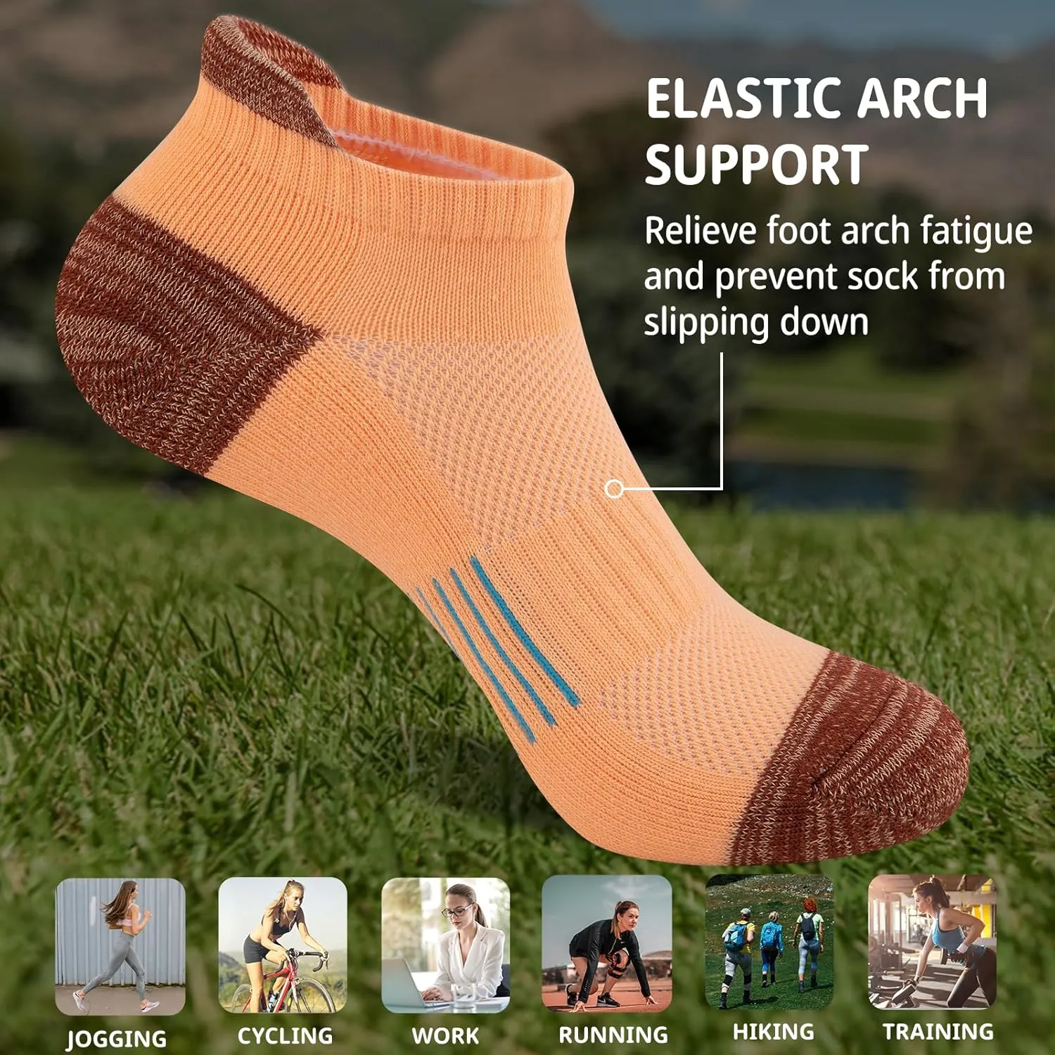 Heatuff Womens Low Cut Ankle Athletic Socks Cushioned Running Performance Breathable Tab Sock (6 Pairs)