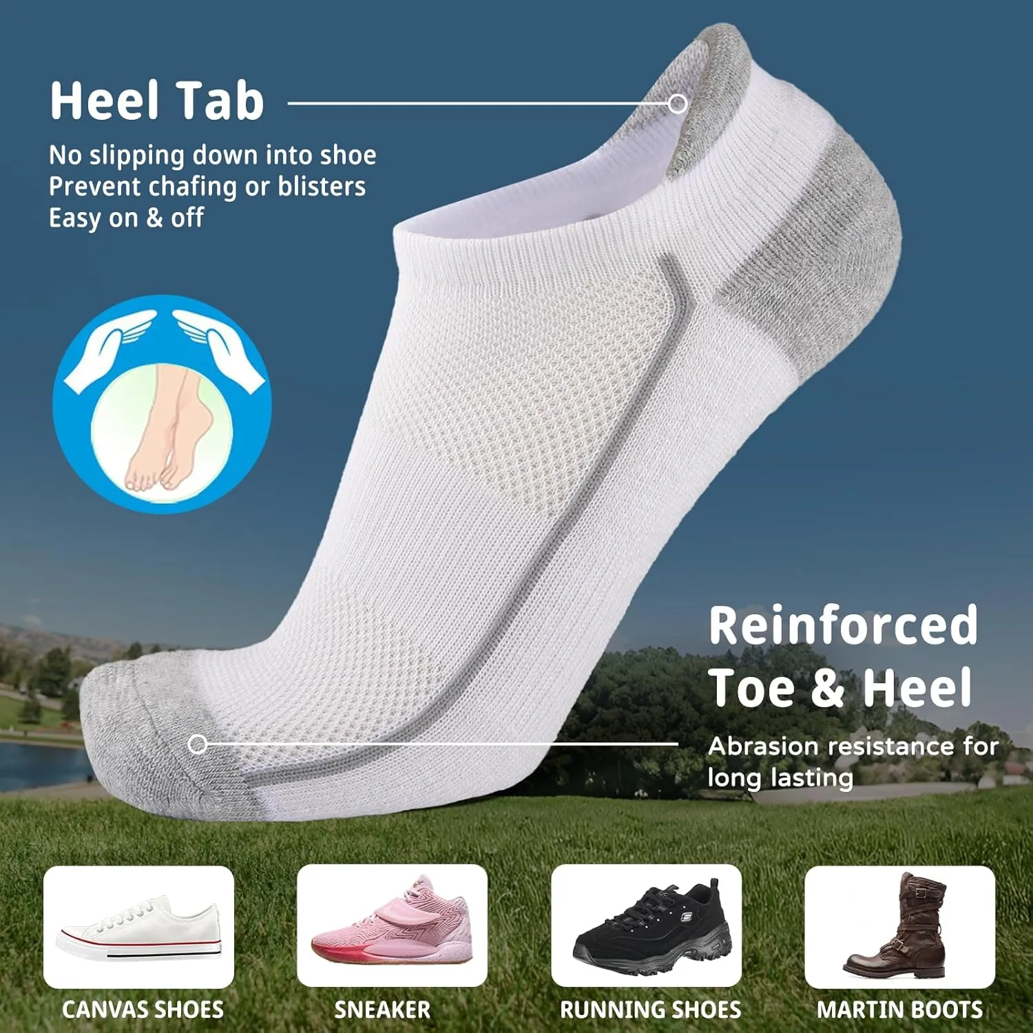 Heatuff Womens Low Cut Ankle Athletic Socks Cushioned Running Performance Breathable Tab Sock (6 Pairs)