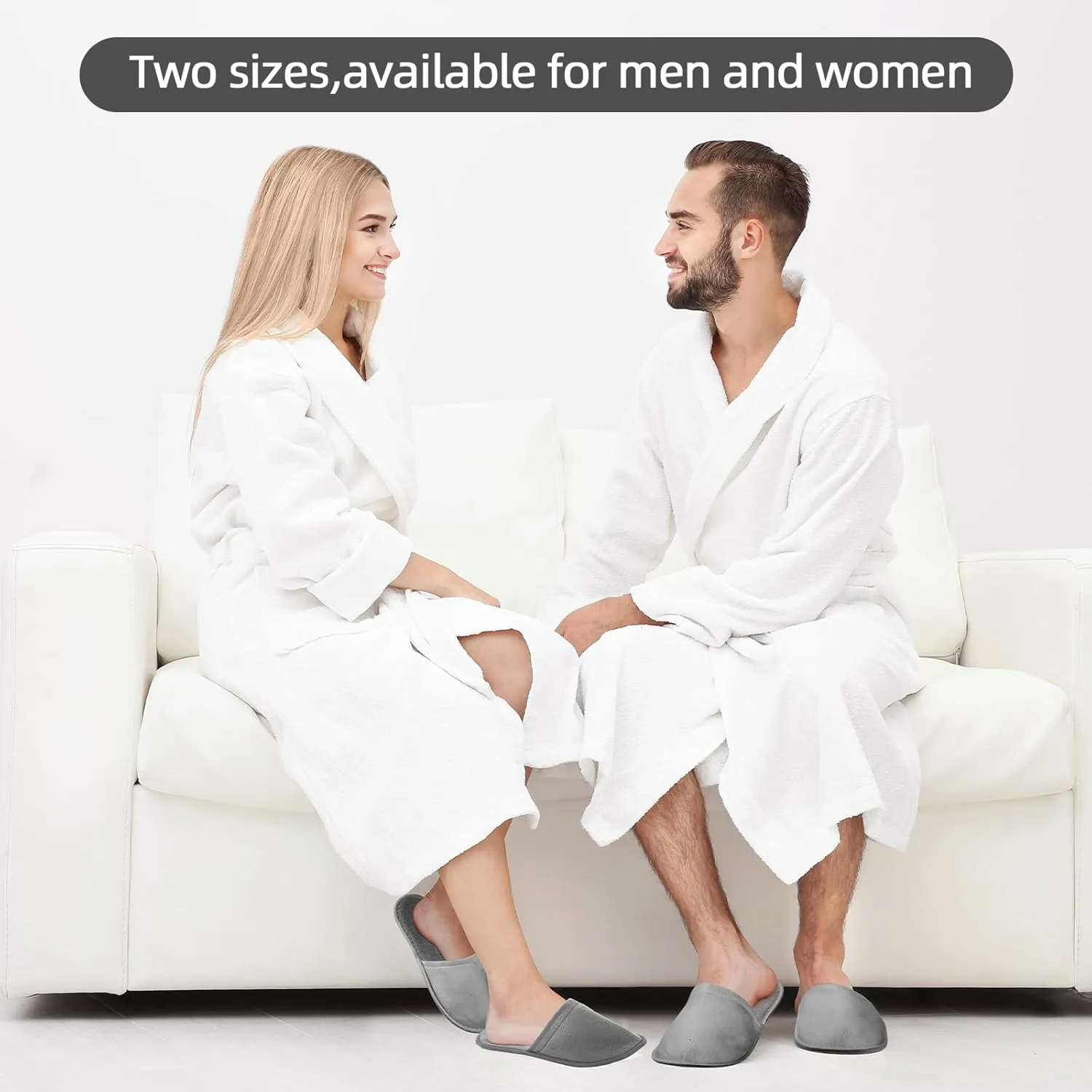 Hicarer Disposable Slippers, Non Slip Closed Toe - Unisex, 60 Pairs for Hotel, Home, Travel, Spa, Massage, 2 Sizes
