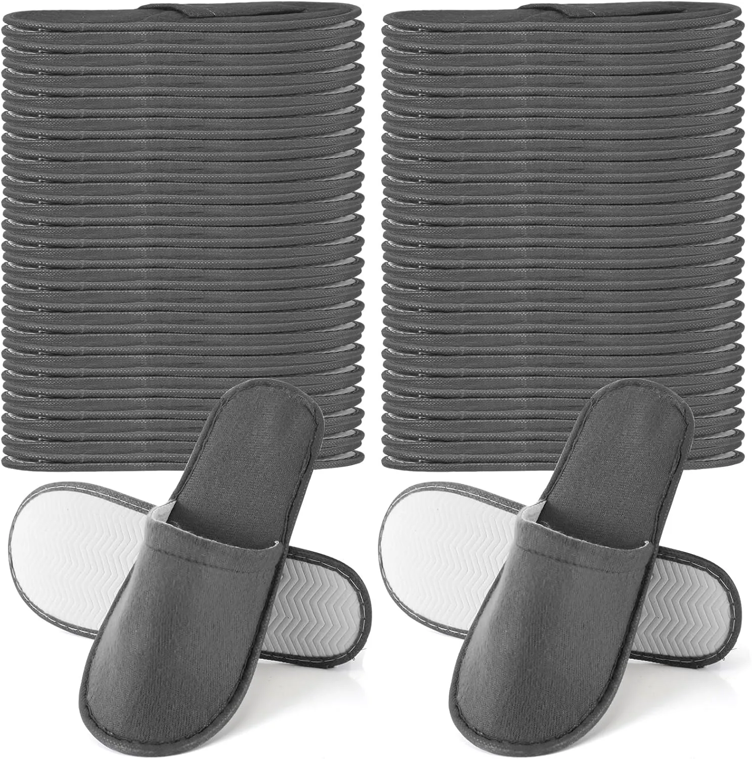 Hicarer Disposable Slippers, Non Slip Closed Toe - Unisex, 60 Pairs for Hotel, Home, Travel, Spa, Massage, 2 Sizes