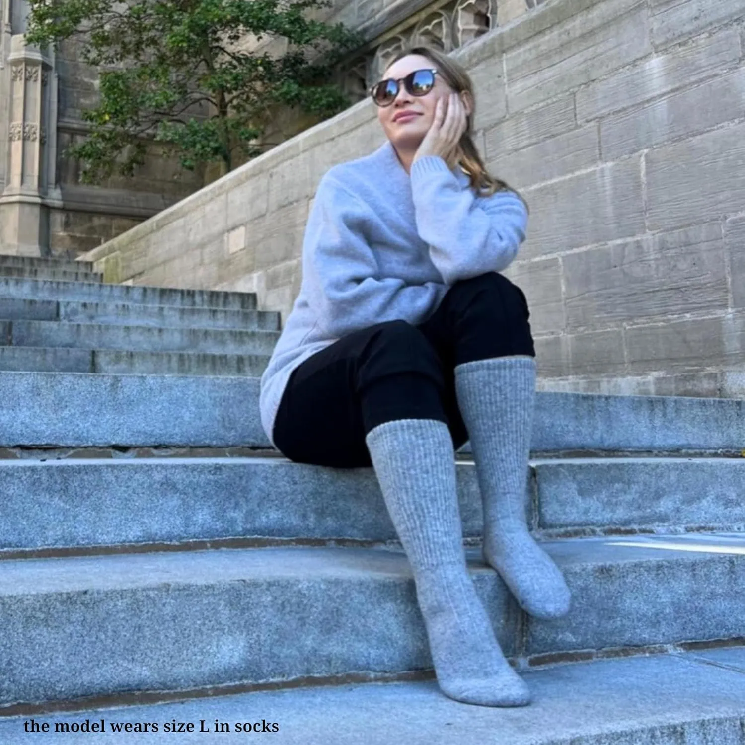 Hiking Wool Socks - Merino Natural Wool, Cushioned Crew Thick Premium Socks for Men&Women. 100% Made in Mongolia