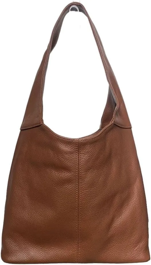 Hobo Pebbled Italian Leather Shoulder Bag – Casual Travel Tote Bag Purse