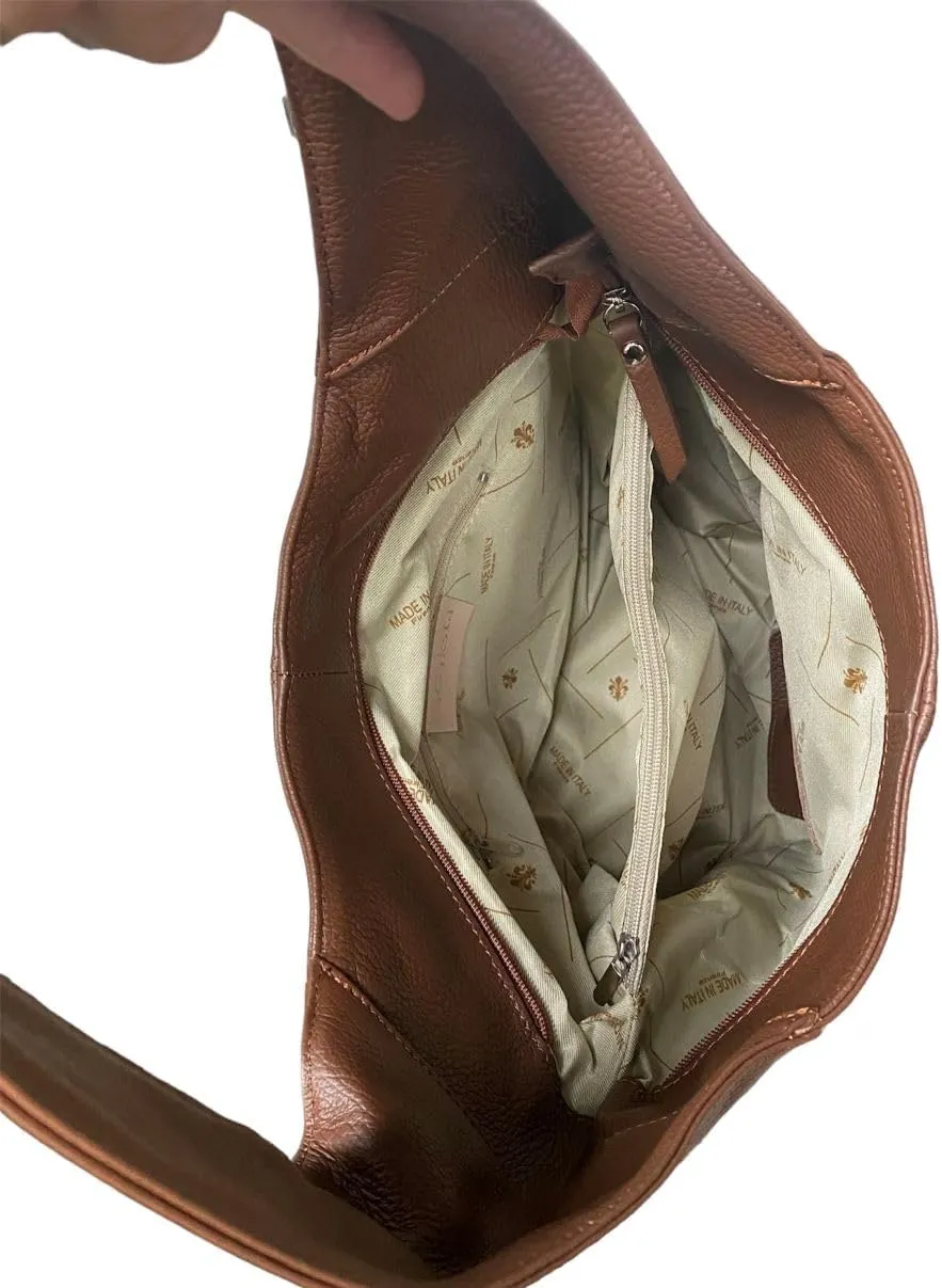 Hobo Pebbled Italian Leather Shoulder Bag – Casual Travel Tote Bag Purse