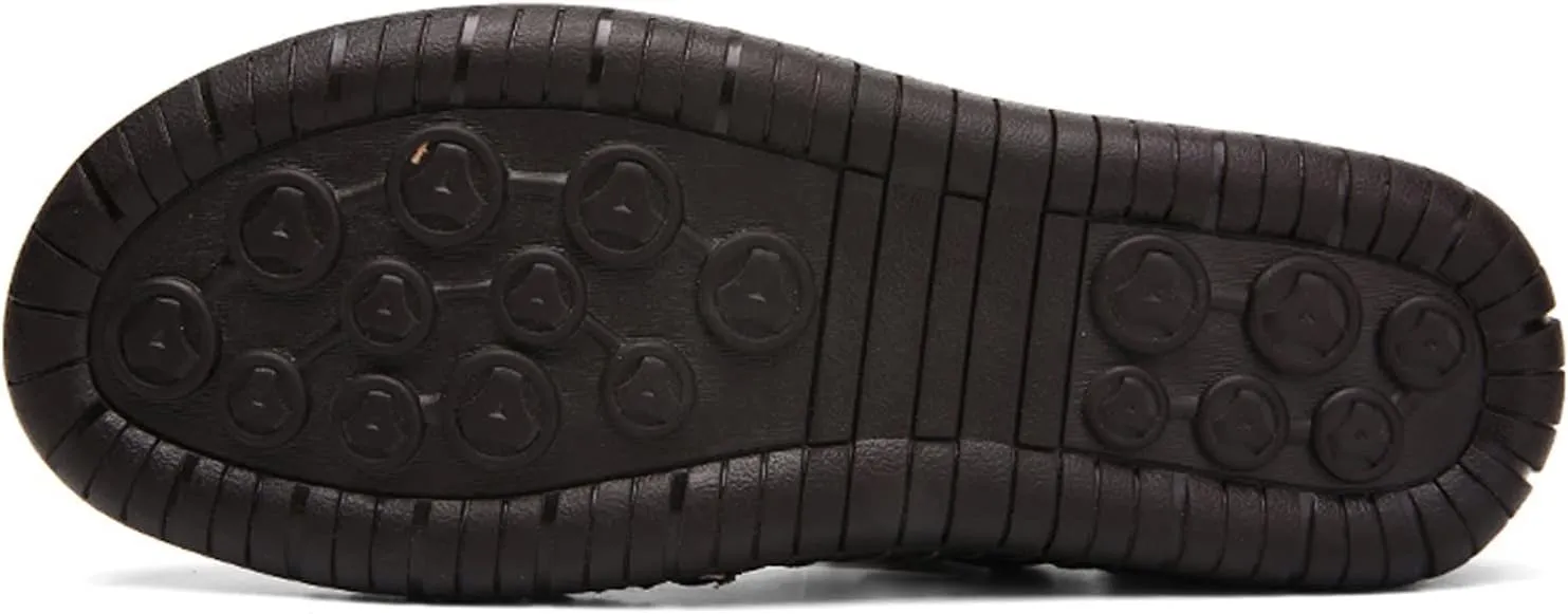Honeystore Men's Leather Hollow Athletic Sandals Slip-on Roman Casual Shoes