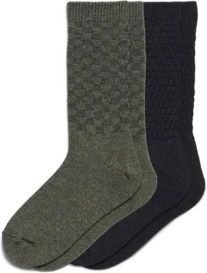 HUE Women's Merino Wool Blend Crew Boot Breathable Natural Temperature Regulating Moisture Wicking Athletic Socks 2 Pair Pack