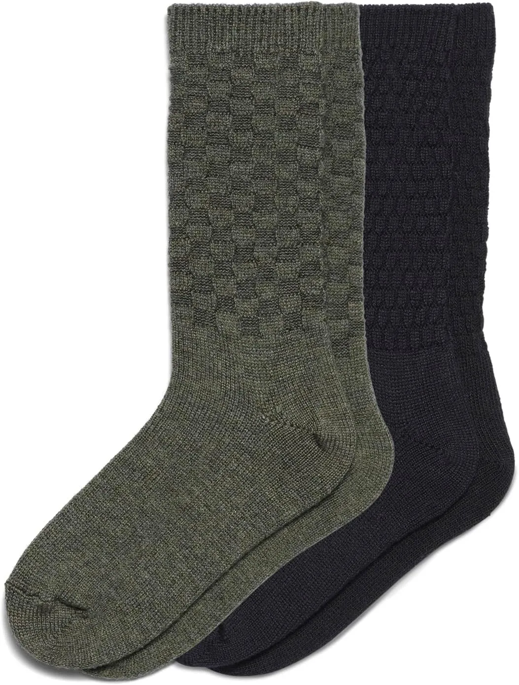 HUE Women's Merino Wool Blend Crew Boot Breathable Natural Temperature Regulating Moisture Wicking Athletic Socks 2 Pair Pack