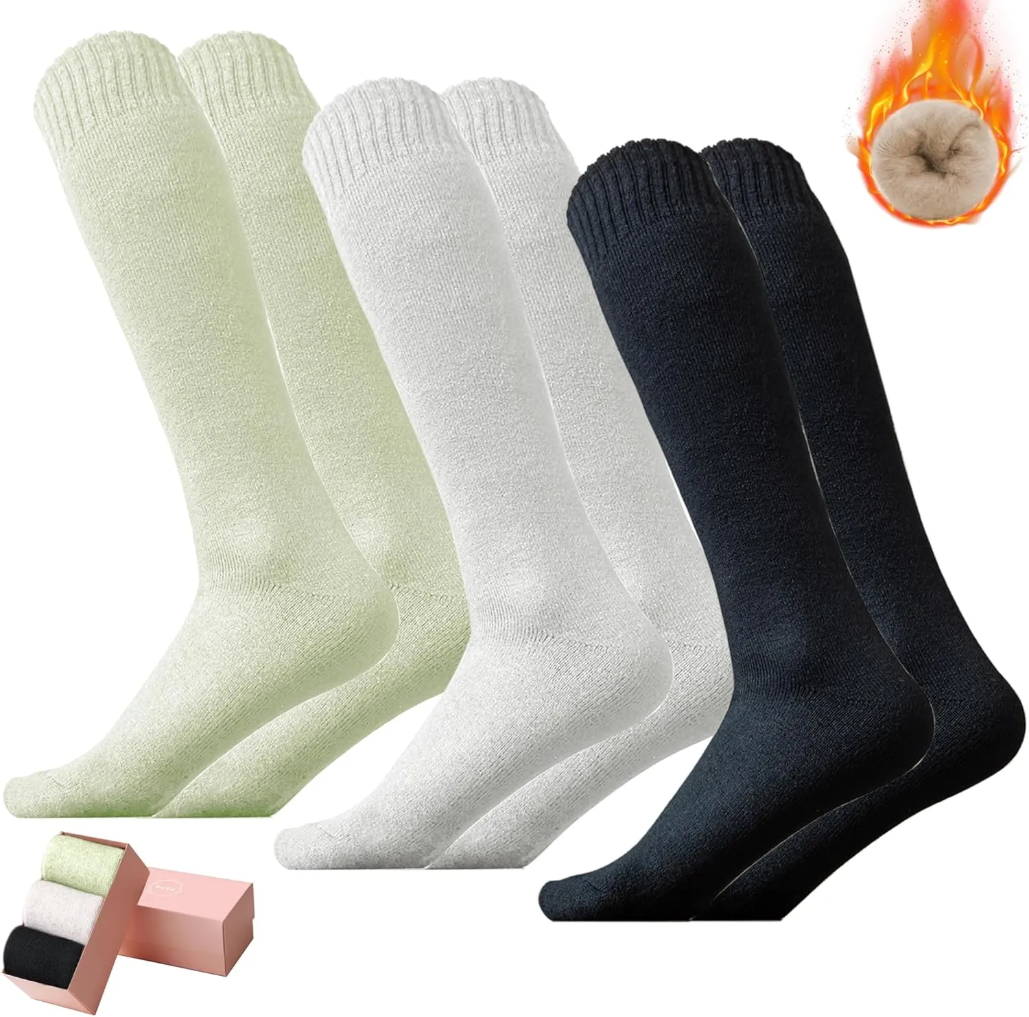 HUGSWEET Heated Thermal Socks For Women socks Extreme Cold Weather Winter Warm Soft Cozy Socks With Gift Box