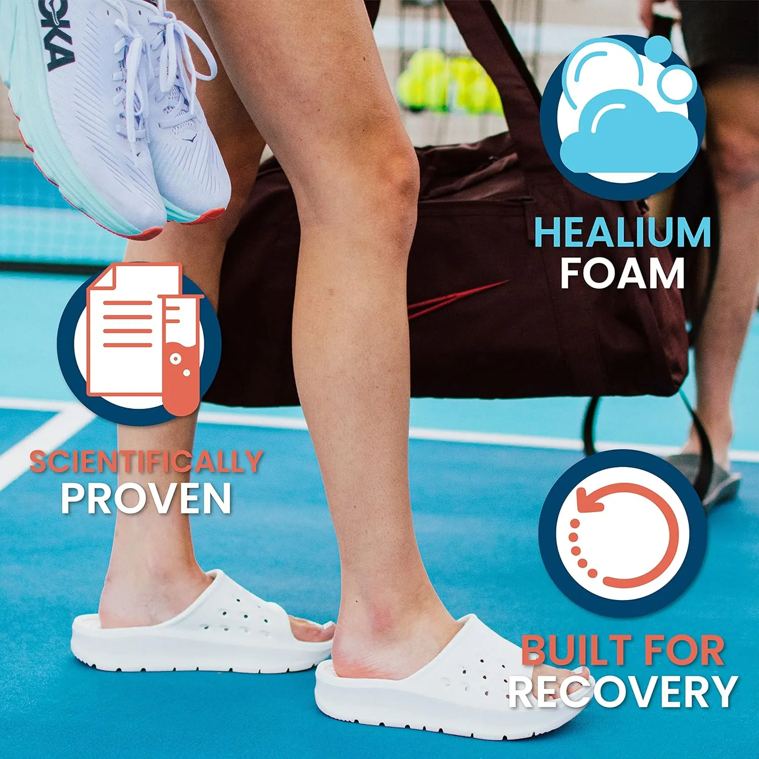HUHV Women's MAX Cushion Arch Pod Tech Recovery comfort Slide Sandal with Comfort Orthotic Arch Support and our Proprietary HEALIUM Foam Technology