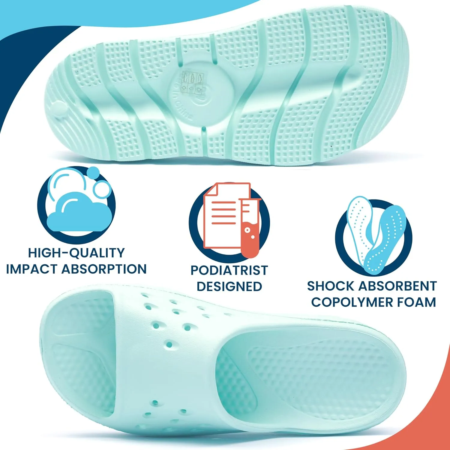 HUHV Women's MAX Cushion Arch Pod Tech Recovery comfort Slide Sandal with Comfort Orthotic Arch Support and our Proprietary HEALIUM Foam Technology