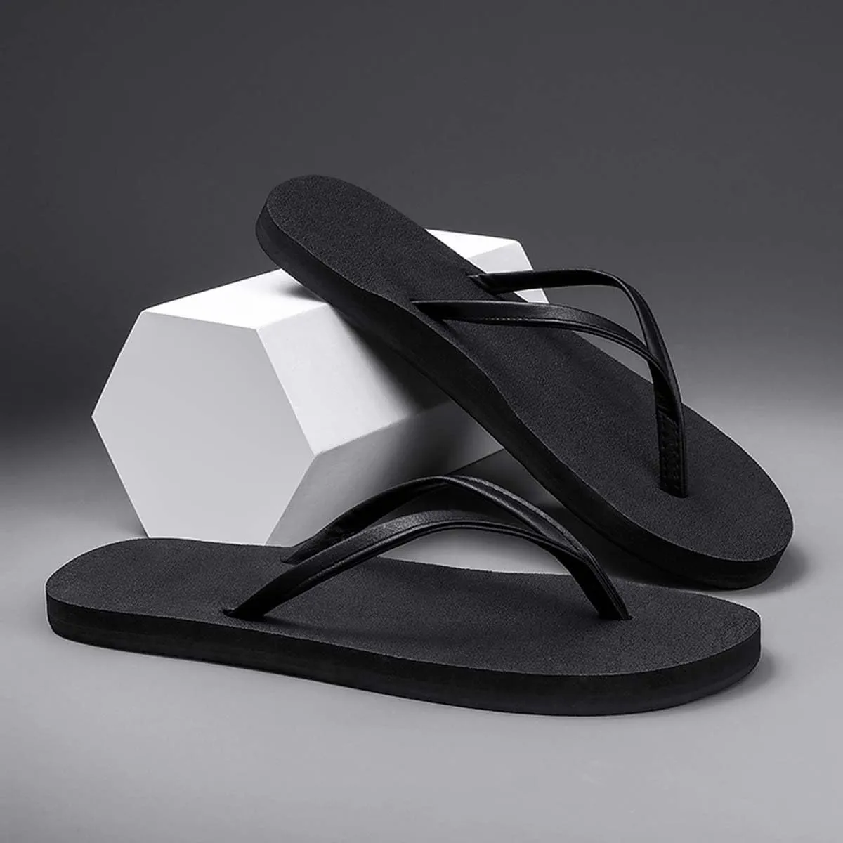 HYDLONGR Men's Women's Lightweight Summer Rubber Flip-Flops Beach Toe-Post Thong Sandals