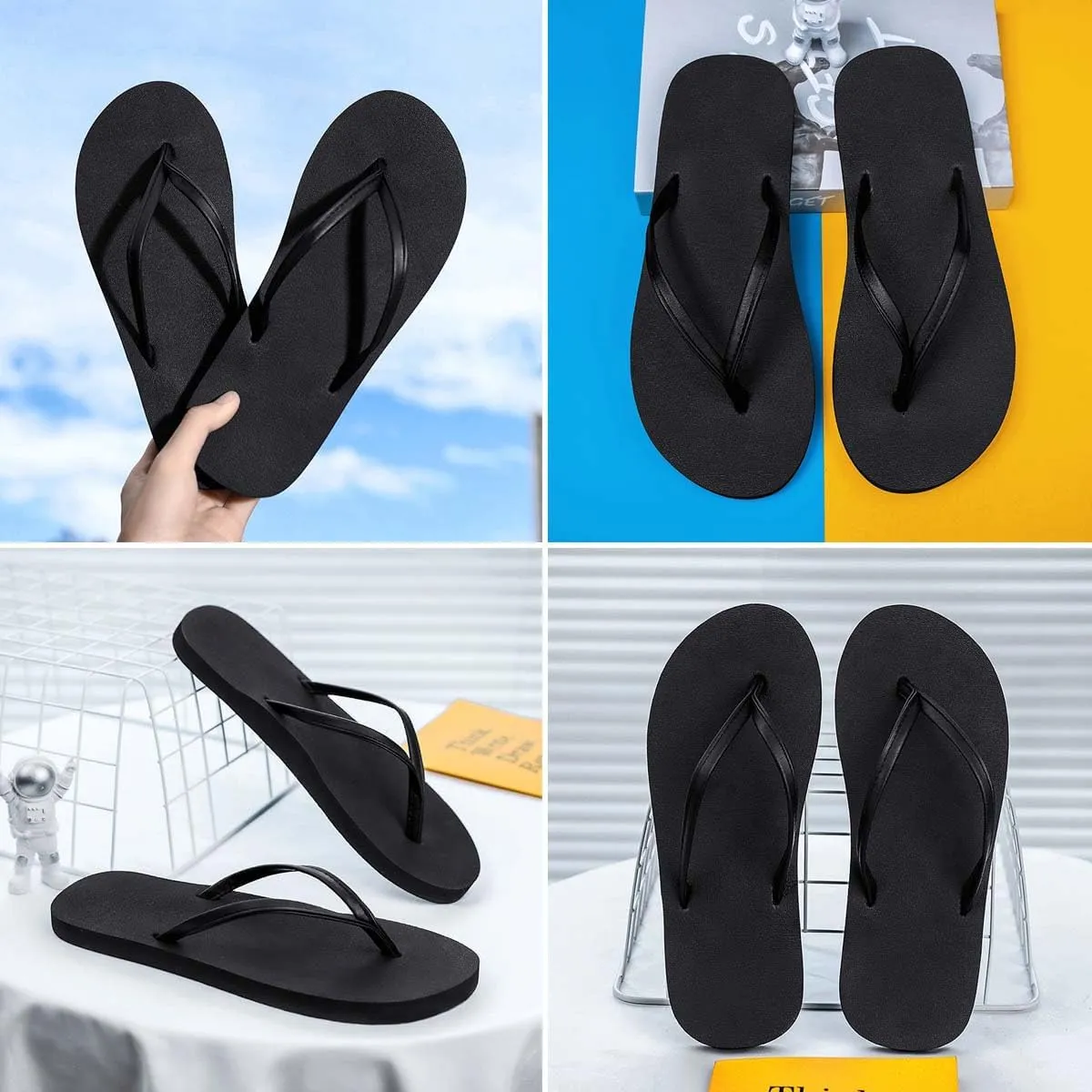 HYDLONGR Men's Women's Lightweight Summer Rubber Flip-Flops Beach Toe-Post Thong Sandals