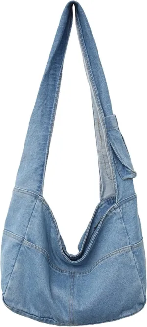 I IHAYNER Denim Hobo Crossbody Bag for Women Large Shoulder Handbag Casual Messenger Bag Lightweight
