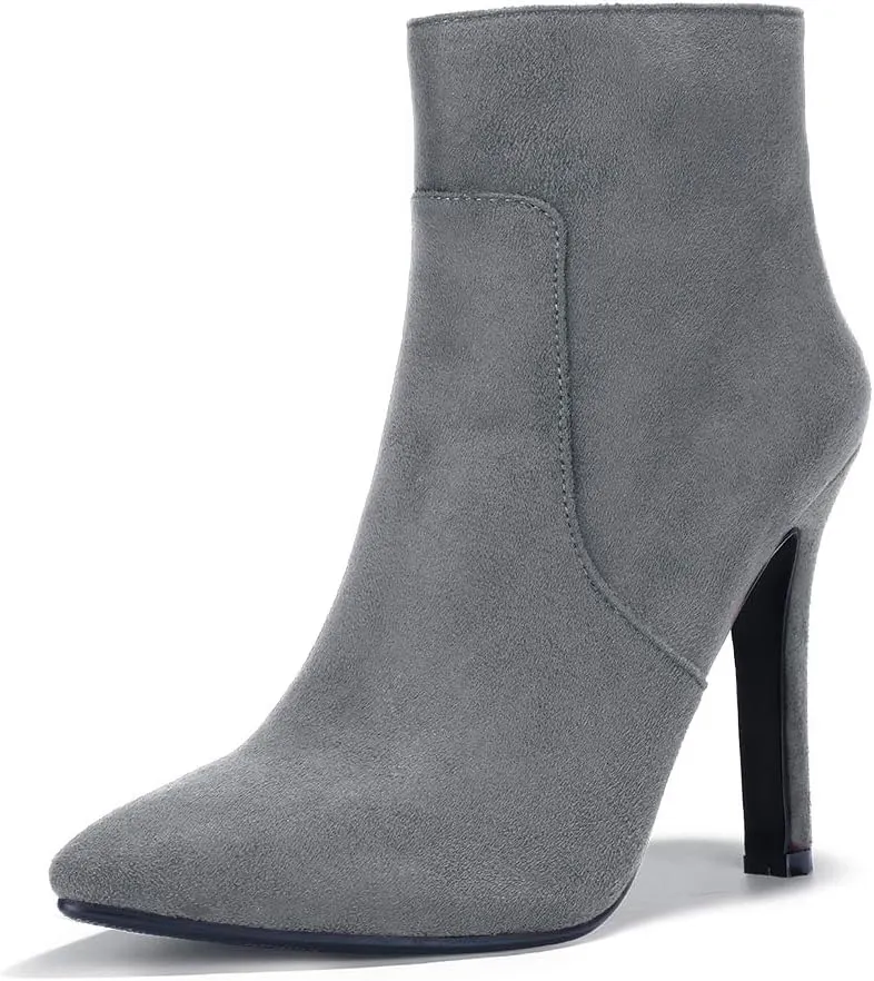 IDIFU Ankle Boots for Women High Heel Pointed Toe Boots Side Zipper Stiletto Booties