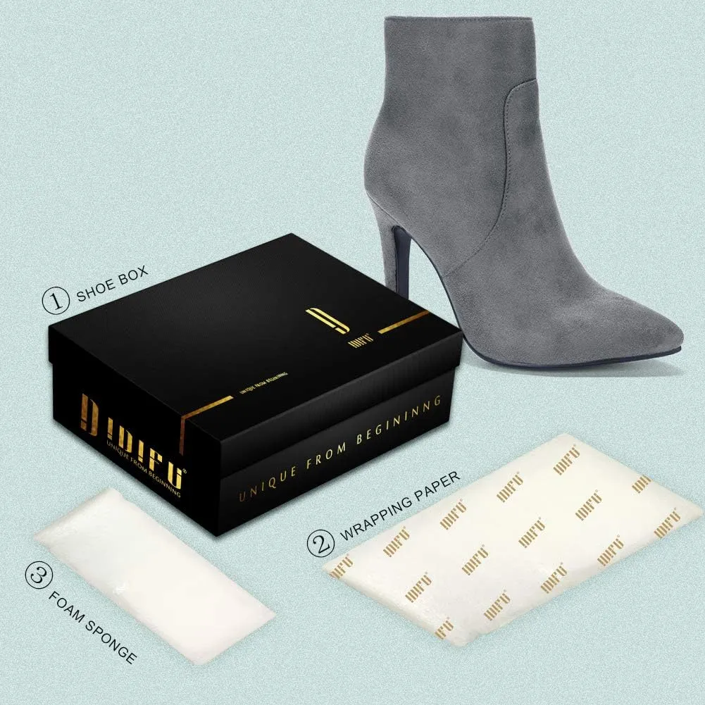 IDIFU Ankle Boots for Women High Heel Pointed Toe Boots Side Zipper Stiletto Booties