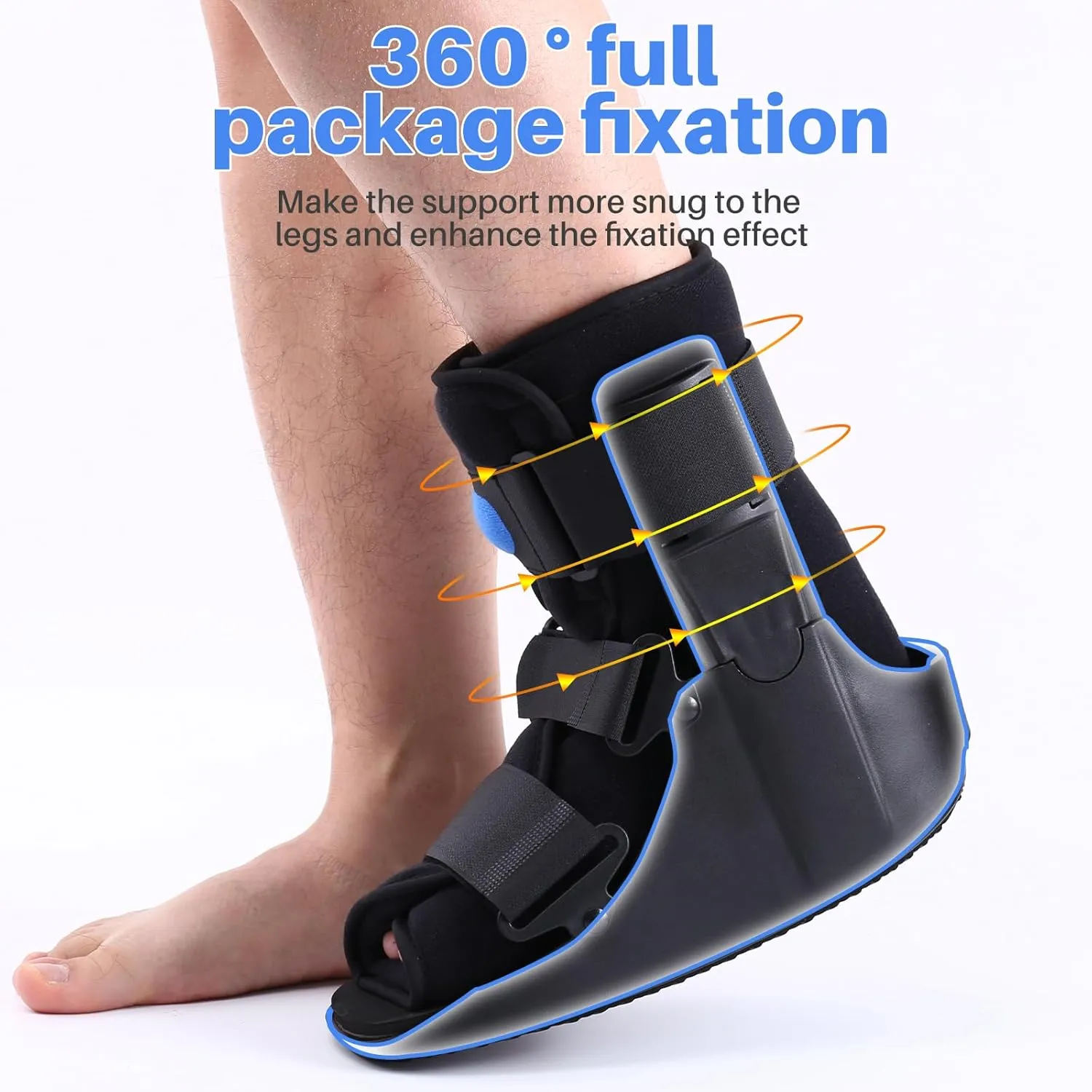 Inflatable Walking Boot, Air Cam Walker Fracture Boot Orthopaedic boot for Sprained Ankle, Short Air Walker Brace for Broken Foot Achilles Tendon Injury Black (Medium)