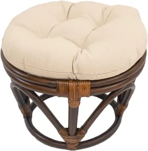 International Caravan Furniture Piece Rattan Footstool with Twill Cushion