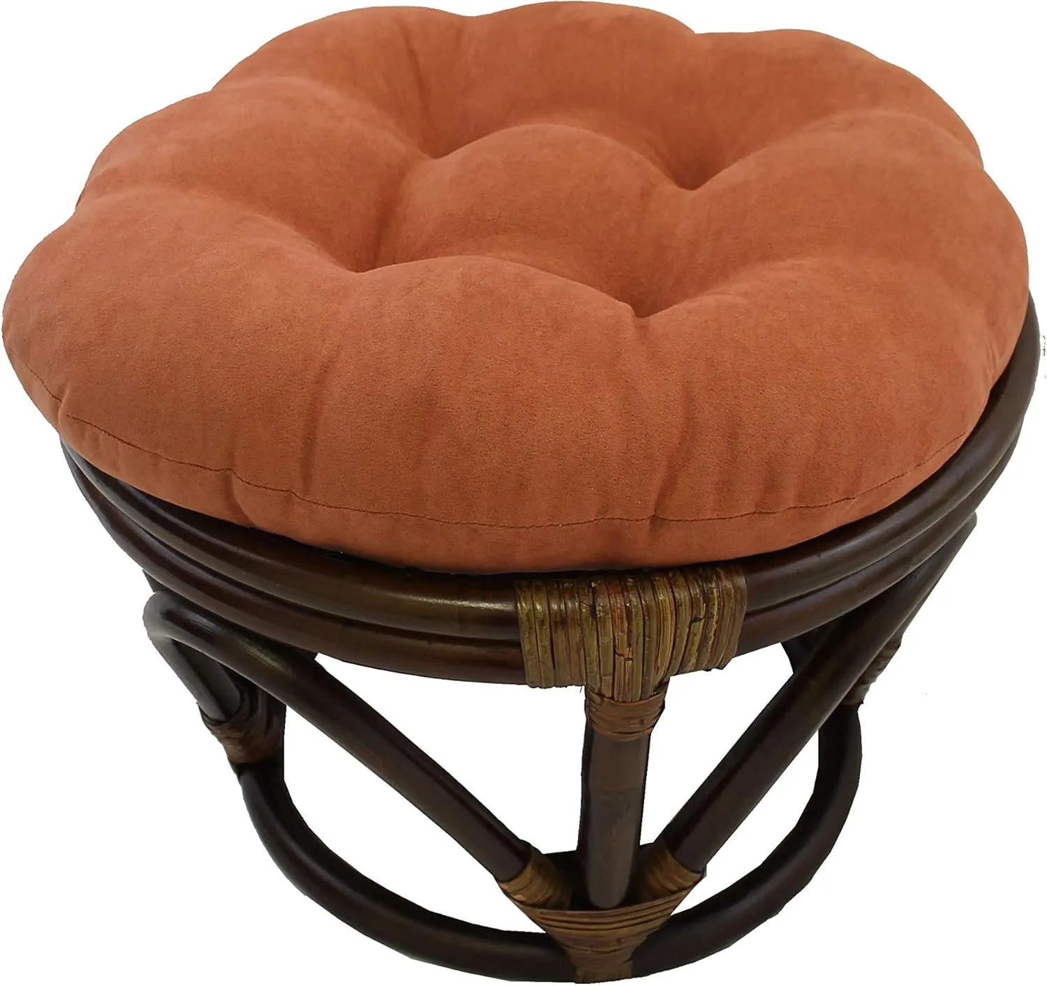 International Caravan Furniture Piece Rattan Ottoman with Micro Suede Cushion