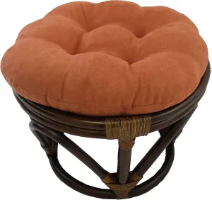 International Caravan Furniture Piece Rattan Ottoman with Micro Suede Cushion