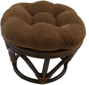 International Caravan Furniture Piece Rattan Ottoman with Micro Suede Cushion
