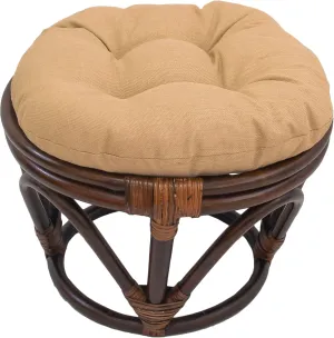 International Caravan Furniture Piece Rattan Ottoman with Outdoor Fabric Cushion