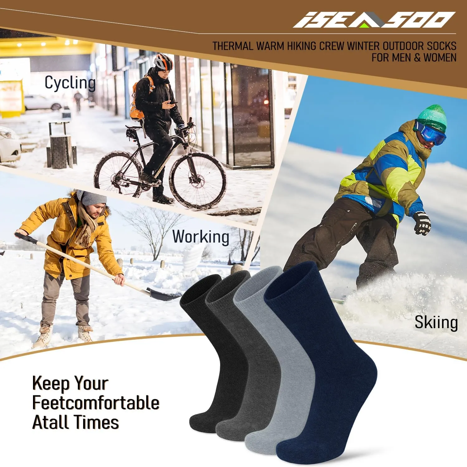 Iseasoo Copper Compression Socks for Men & Women Circulation-Ankle Plantar Fasciitis Socks Support for Athletic Running
