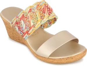 ITALIAN Shoemakers Womens Beach Wedges 8 Bright MUL