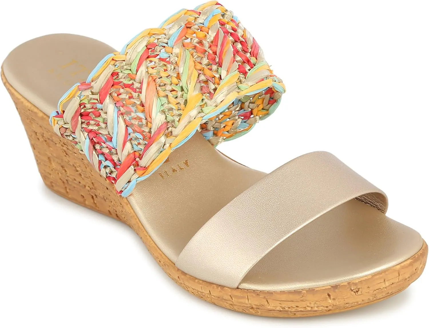 ITALIAN Shoemakers Womens Beach Wedges 8 Bright MUL